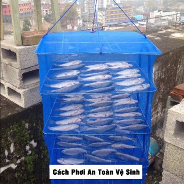 Lồng Lưới phơi thực phẩm phơi cá, phơi rau củ an toàn vệ sinh thực phẩm - lồng treo 4 tầng AA2