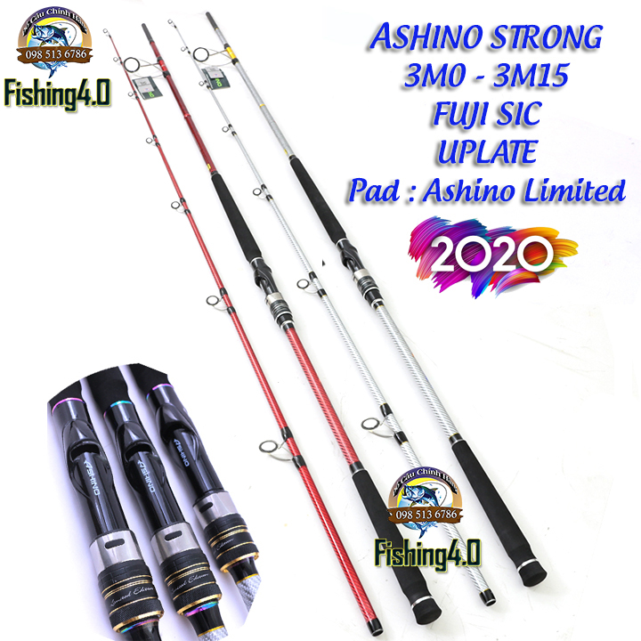 Cần Câu ASHINO STRONG Bạch Kim 3m0 - 3m15 Bản nâng cấp 2020 - Khoen Fuji Sic - Pad Ashino Limited