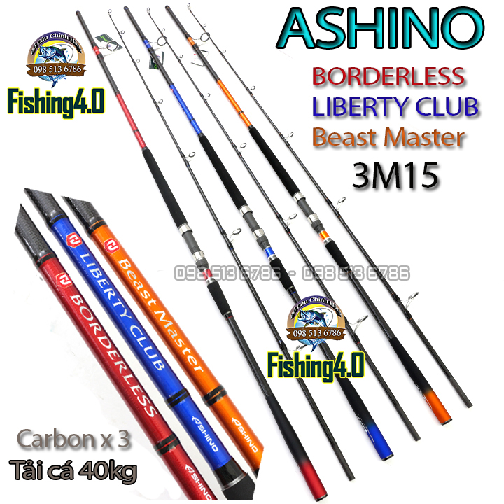 Cần Ashino BORDERLESS - Ashino  LIBERTY CLUB  - Ashino beast Master Dài 3m15 Siêu Bạo Lực - Tải Cá 40kg - Carbon x3 Lớp